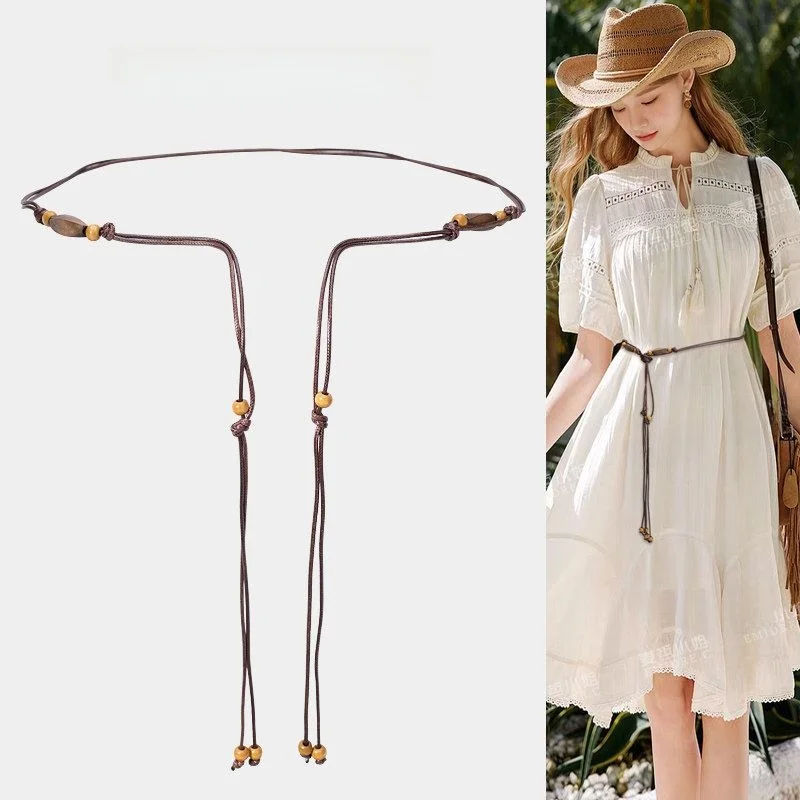 Retro Bohemian Weaved Waist Chain Belt Women's Skirt Dress Slimming Waist Cord Ethnic Style Three-strand Braid Casual Accessory