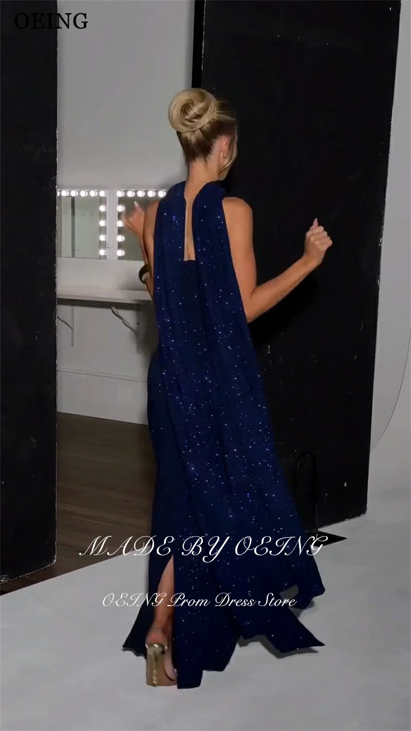 BOEING Glitzerndes Meerjungfrau-Abschlussballkleid mit Pailletten, königsblau, trägerlos, ärmellos, bodenlang, Abendkleider für die Nacht, individuell gestaltet