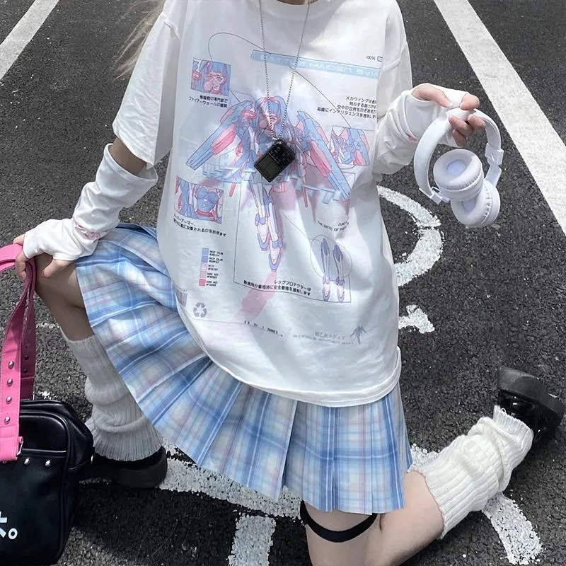 

E Girl Anime Tshirt Clothes Fashion Graphic Top Harajuku Kawaii Summer Tops for Women 2023 Cartoon