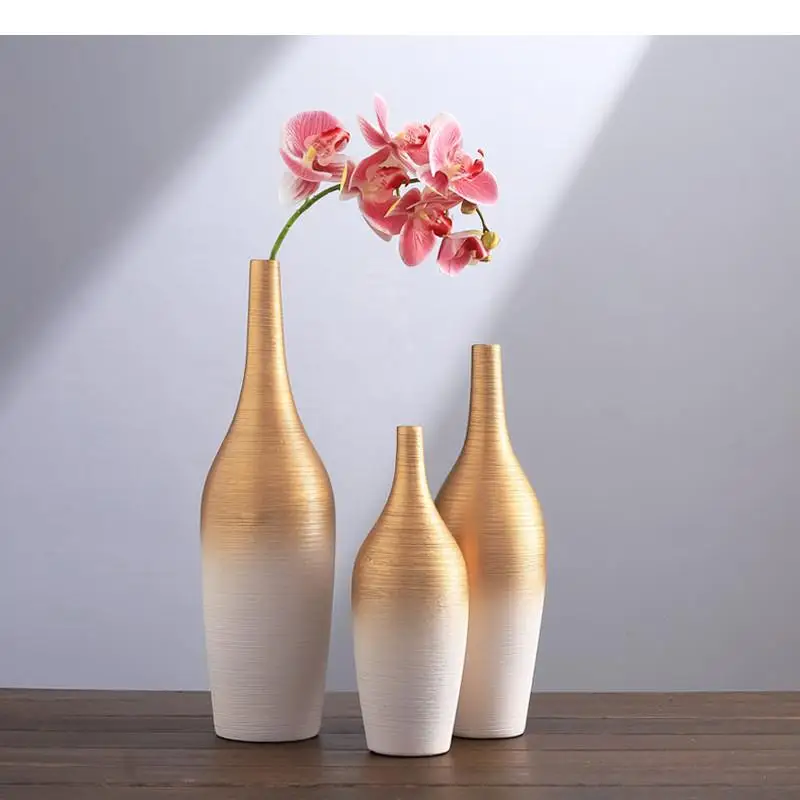 Chinese Style Stoneware Gradient Desktop Vase Ceramics Flower Arrangement Ornaments Home Decorations Retro Hydroponic Vases