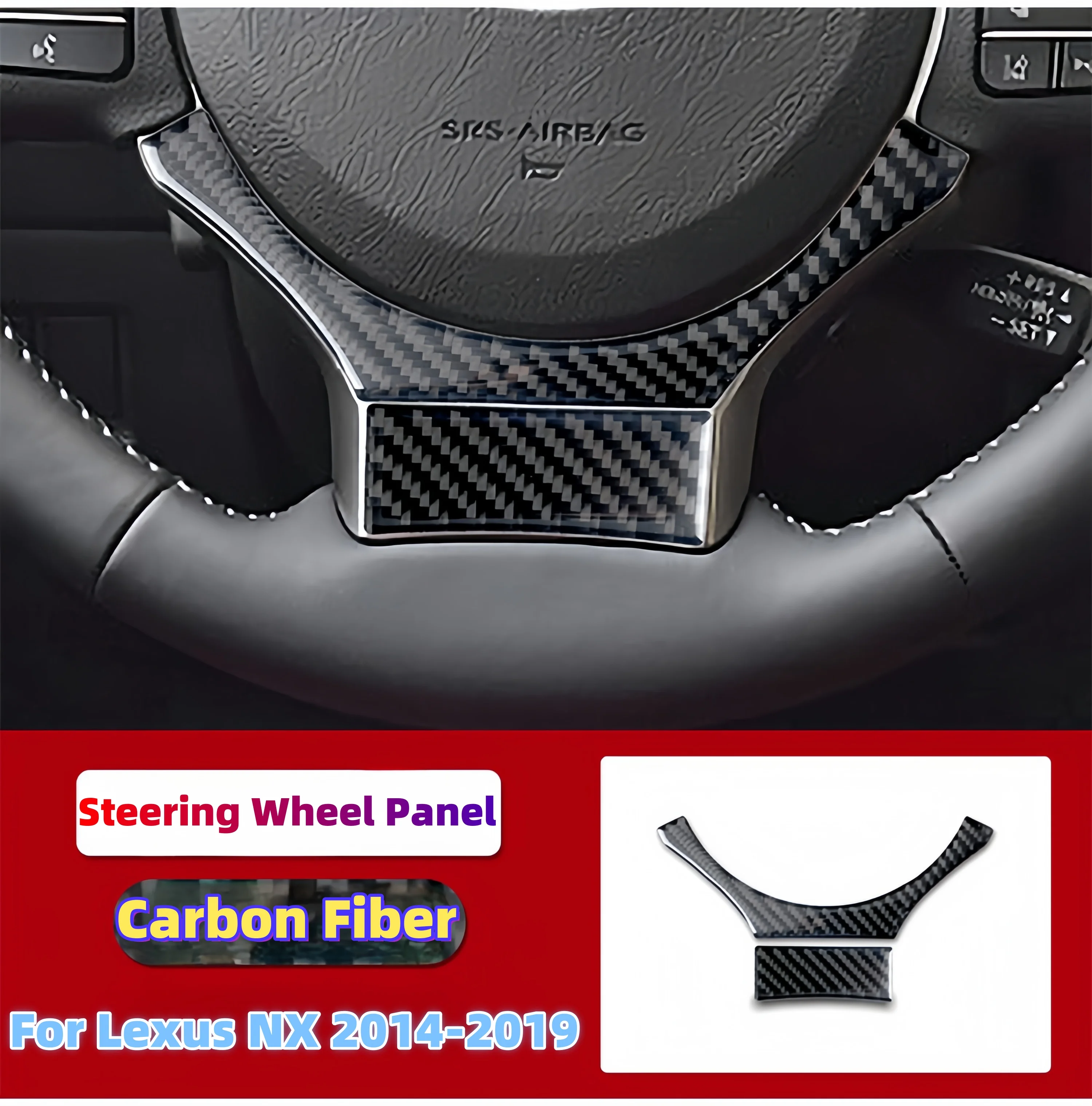 

For Lexus NX 200 200t 300h 2014-2019 Car Carbon Fiber Interior Steering Wheel Panel Cover Trim Stickers Decoration Accessories