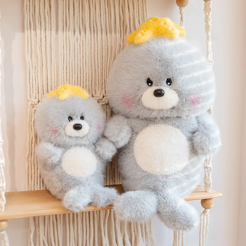 

25/40cm Grey Cartoon Plush Toy Starfish Sea Lion Kawaii Plushie Stuffed Aquatic Animal Comforting Gift