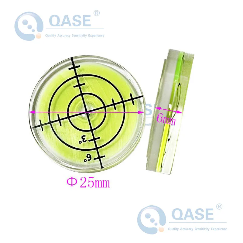 Dia 25mm Plastic Acrylic Round Circular Bubble Level With Adhesive Backing Double-sided Tape Ultra lightweight Leveling Tool