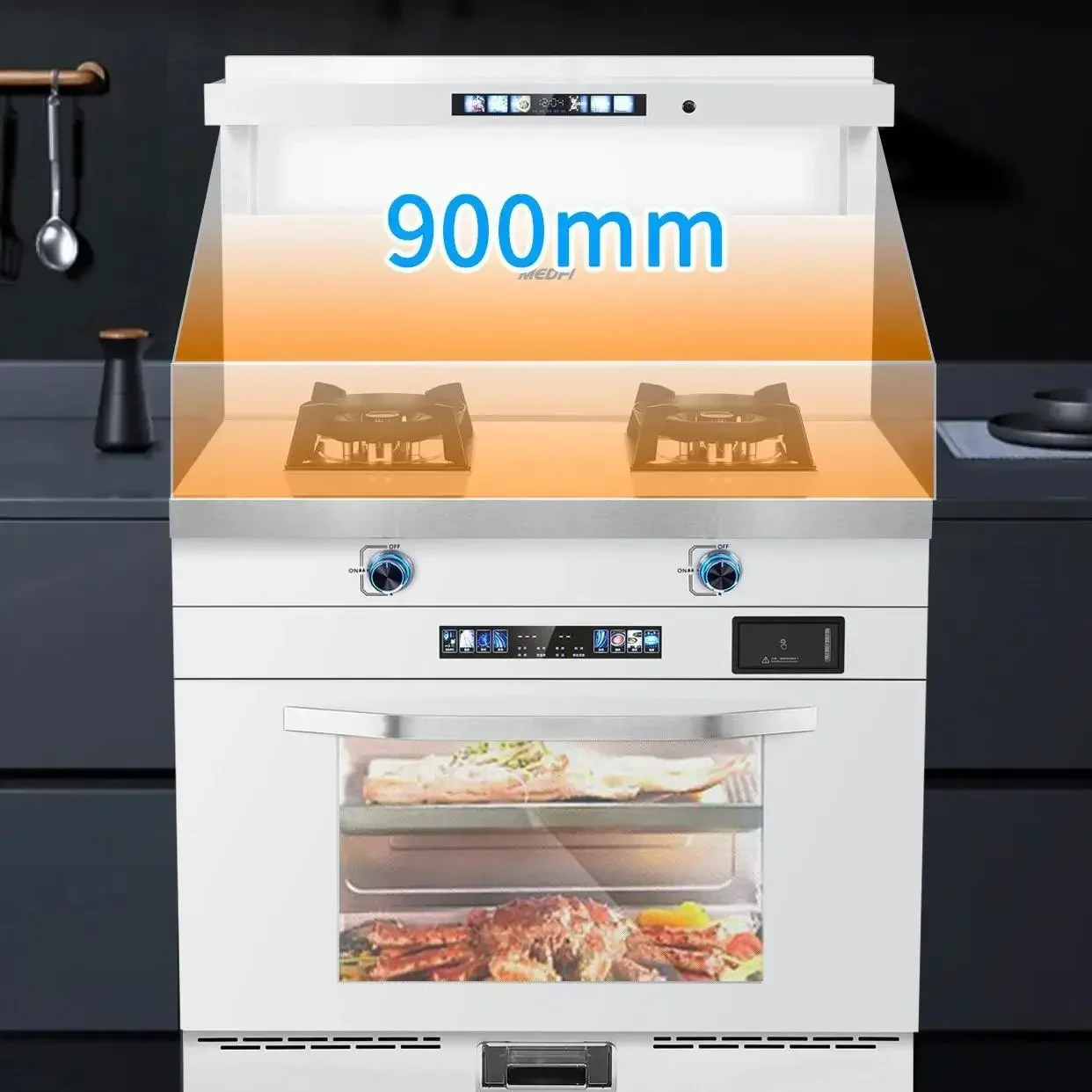 Integrated Kitchen Steam Baking Oven Integrated Household Range Hood Gas Stove Side Suction and Low Emission