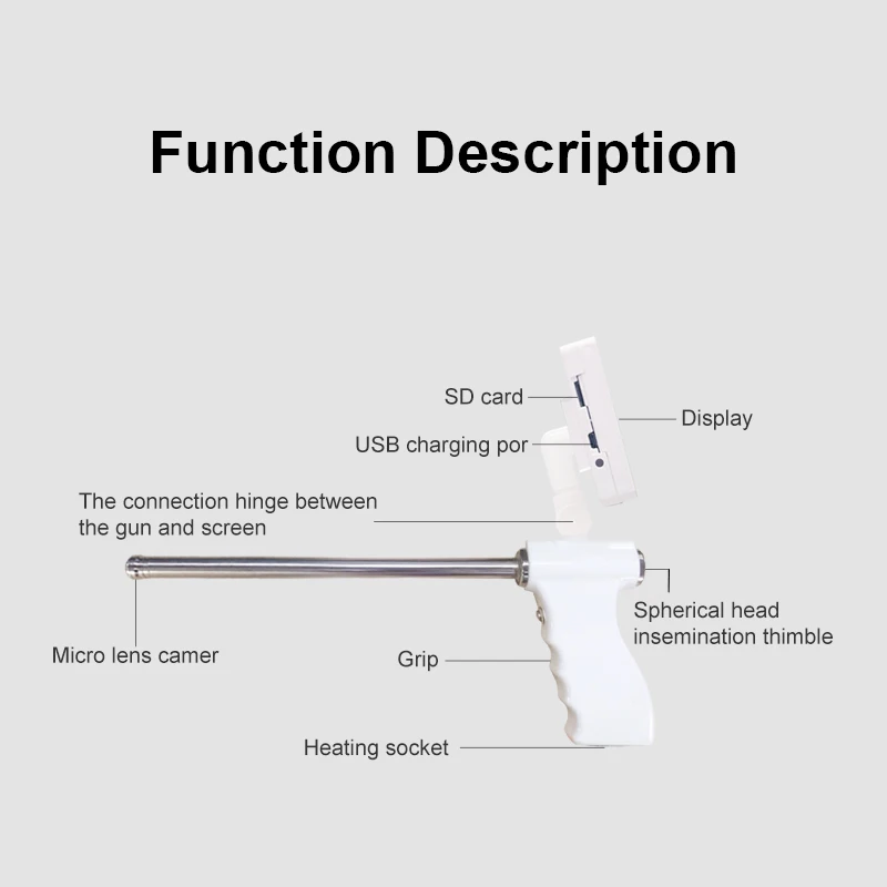 Veterinary Insemination Gun, THR-AR300 AI Gun with Camera for Pig, Artificial Insemination Tool, 1280P HD Visualization