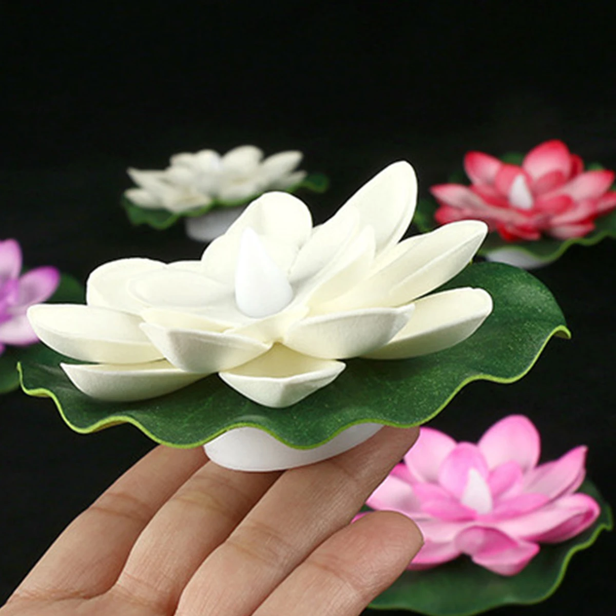 15 / 10cm Diwali Floating induction Lotus Light LED rose bleu violet orange blanc batterie alimenté fleur imperméable à l'eau