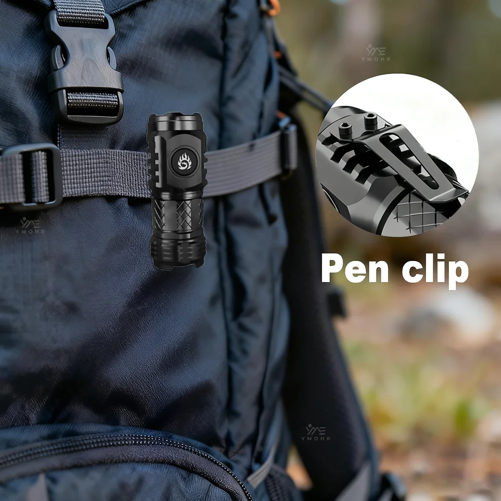 Mini Tactical Flashlight Keychain High Power Rechargeable LED Flashlight Portable Pen Clip Waterproof Torch Camping Work Light