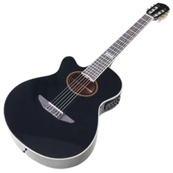 Left Hand Electric Classic Guitar 39 Inch 6 String High Gloss Classical Guitar Natural & Black Color