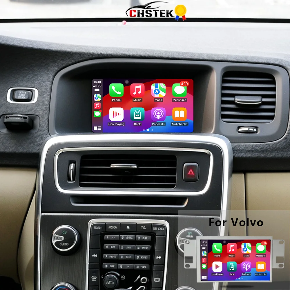 CHSTEK Wireless CarPlay Car Stereo For Volvo XC60 S60 V60 2011-2014 Android Auto GPS Navigation WiFi BT DSP RDS Android 14 Radio