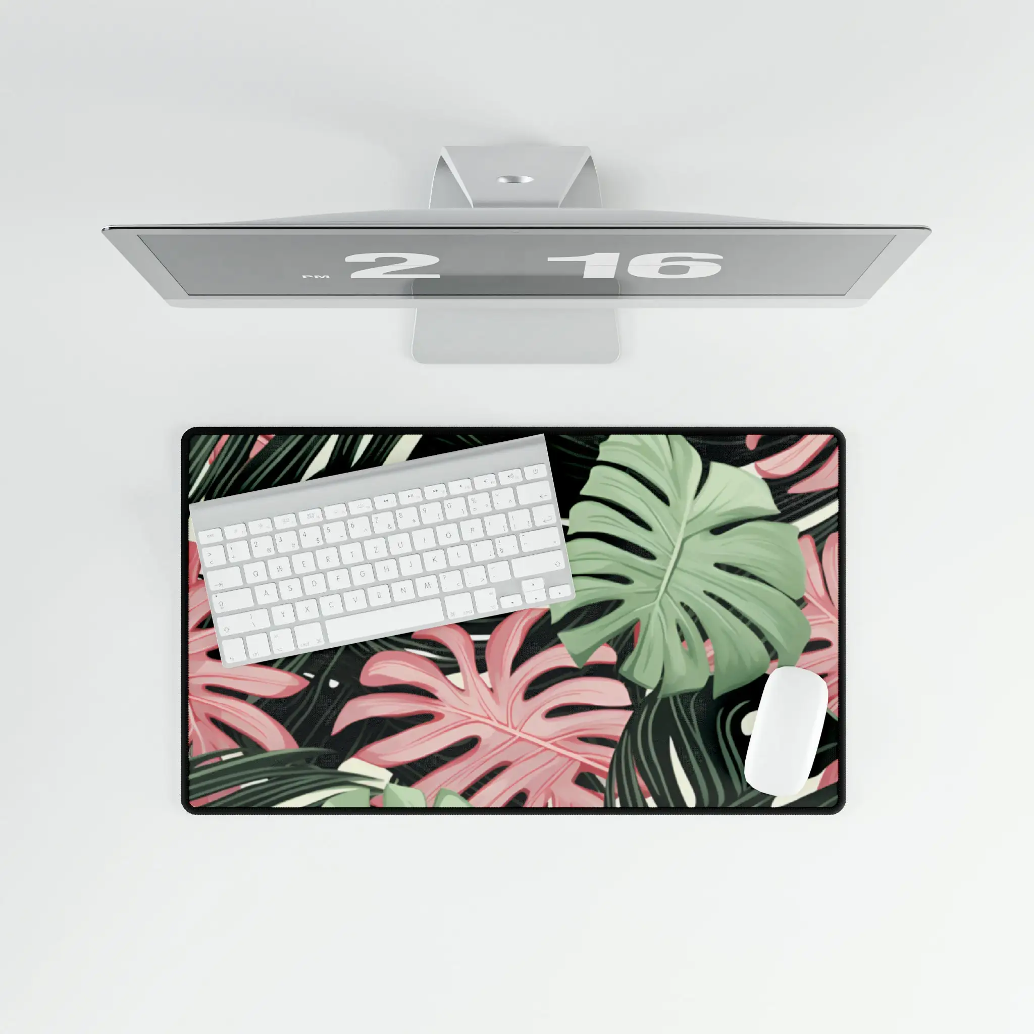 Эстетический игровой коврик для мыши Monstera Leaf, удобный для игрового украшения рабочего стола для девочек, милый настольный коврик, уникальный настольный аксессуар