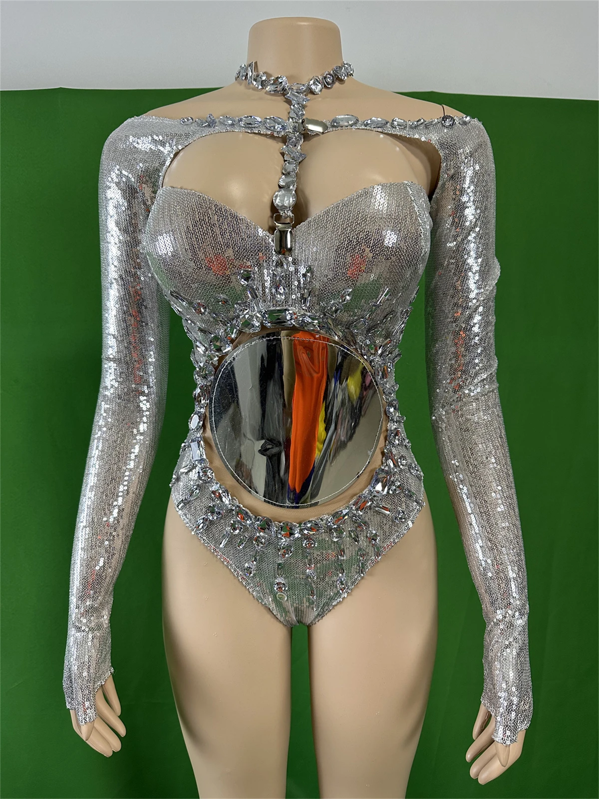 Body de lentejuelas con diamantes de imitación brillantes para mujer, ropa de escenario para fiesta de cumpleaños, Drag Queen, traje de club nocturno, disfraz de baile de actuación de cantante