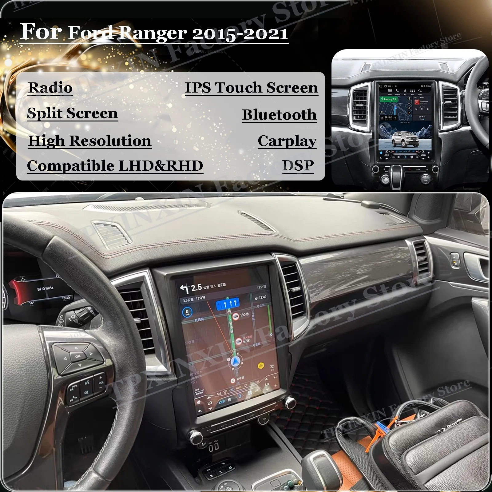 

LHD RHD Android 11 Tesl- Multimedia Stereo For Ford Ranger 2015 2016 2017 2018 2019 2020 2021 Car GPS Navi Player IPS Head Unit