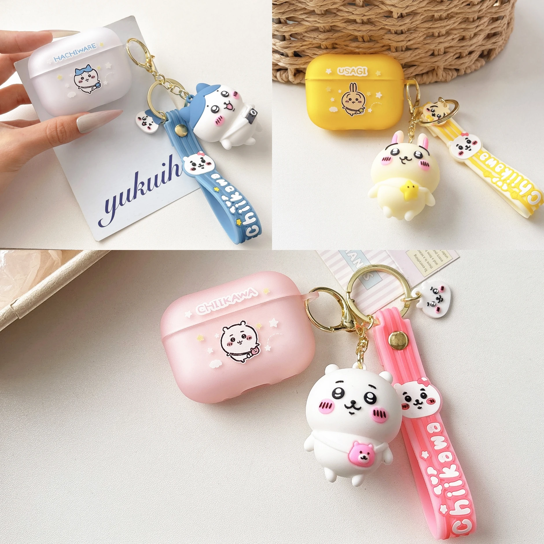 

Preferred Gift Cute Little Pendant For Chiikawa Kawaii Usagi Cartoon Airpods 4,2,3,1,Pro,Pro2 Frosted Anti-drop Headphone Case