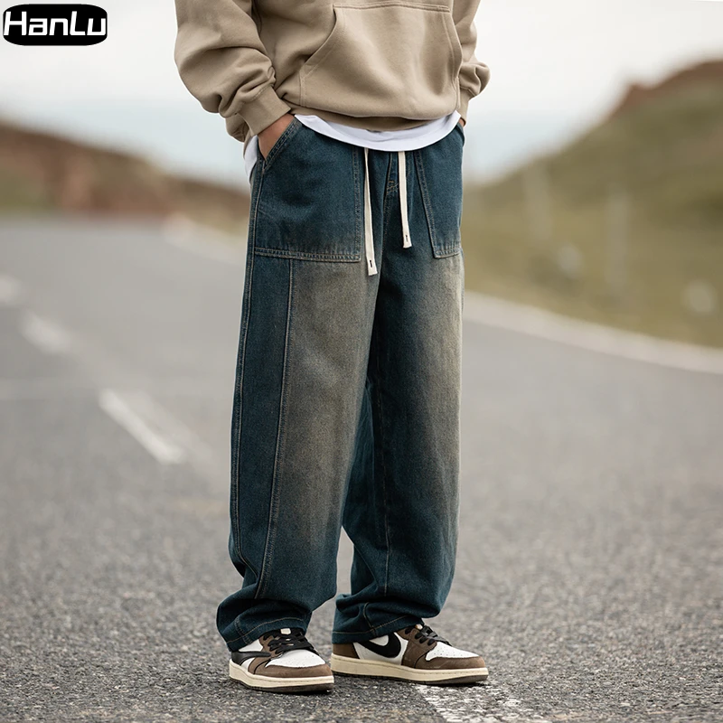 

Men's Autumn and Winter New Hip Hop Jeans Street Style Hip Hop Loose denim pants Y2K Harajuku straight leg pants for men