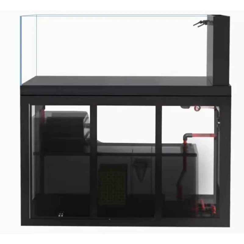 Large Vertical Rimless Ecological Fish Tank Aquarium Tank Ultra Clear Glass With Cabinet