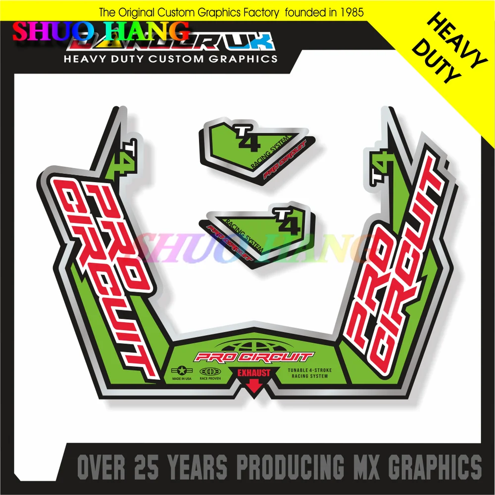 PRO CIRCUIT T6 TI-6 T4 EXHAUST CAR STICKERS Heavy Duty Motocross Vinyl Car Accessories Sports Creative Decoration GREEN Red Blue