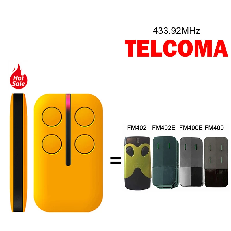 For TELCOMA FM402 FM402E FM400 FM400E Garage Door Electric Gate Remote Control Garage Gate Opener Key Duplicator 433.92MHz