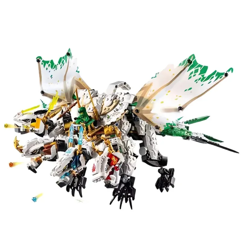 In Stock Combination 4 White Dragon Series Mecha Building Blocks Boy Assembly Toys Children's Educational Holiday Gift Puzzle