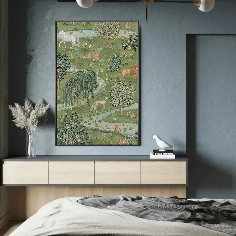 ويليام موريس طبيعة الزهور النباتية معرض فني للحيوانات ملصق ، بومة وصفصاف قماش اللوحة ، صور الحائط ، ديكور المنزل #2