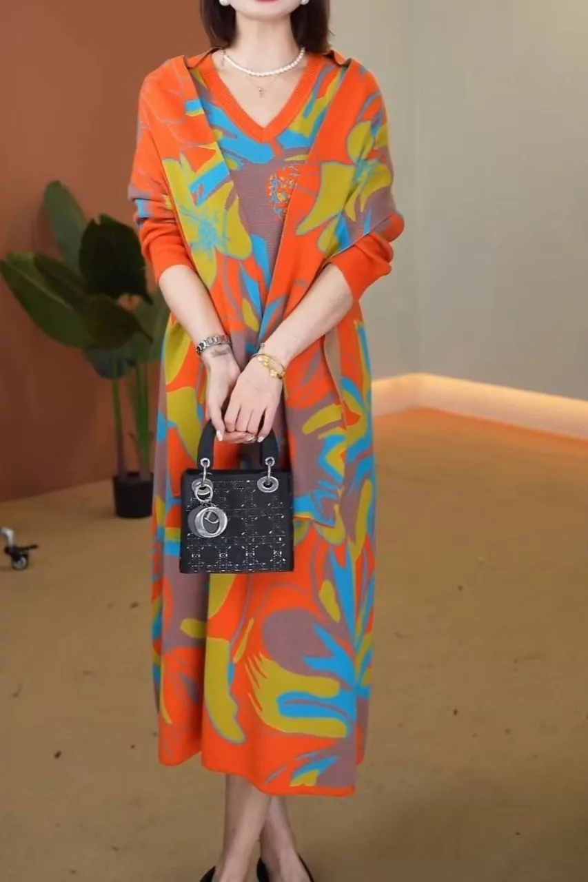 2025 우아한 바디콘 페스티벌 스웨터 여성용 한국 빈티지 럭셔리 프로모션 의류 가을 겨울 루즈 니트 플로럴 풀오버