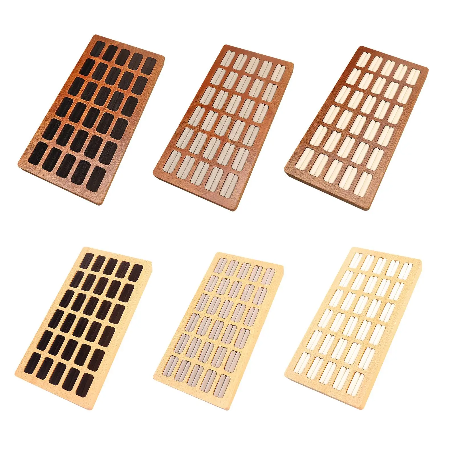

Rings Organizer Tray Solid Wood 30 Slots Jewelry Tray for Store Show Dresser