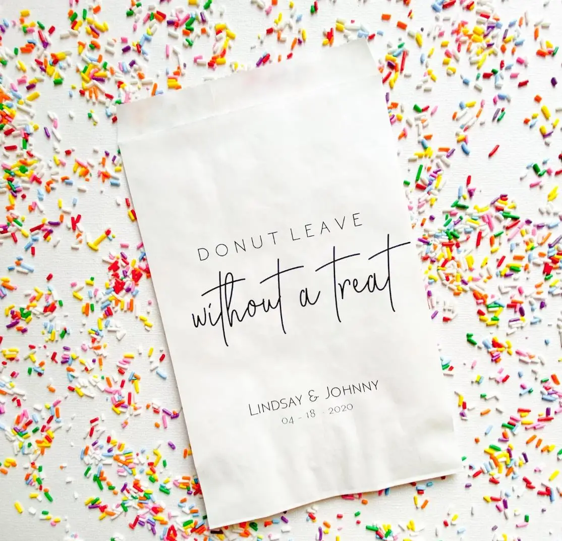 50 Donut Leave Without A Treat Personalized Donut Bags | Donut Favor Bags | Wedding Favors Bags