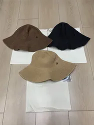 L*P  Large Brim Woven Bucket Hat Spring and Summer Vacation Leisure Sun Protection Sunshade Cap