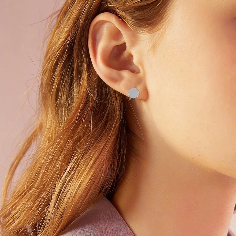 12Pcs 2 Colors 304 Stainless Steel Cuff Earrings Flat Round Golden Stainless Steel Color 13x12mm 6pcs/color view 5