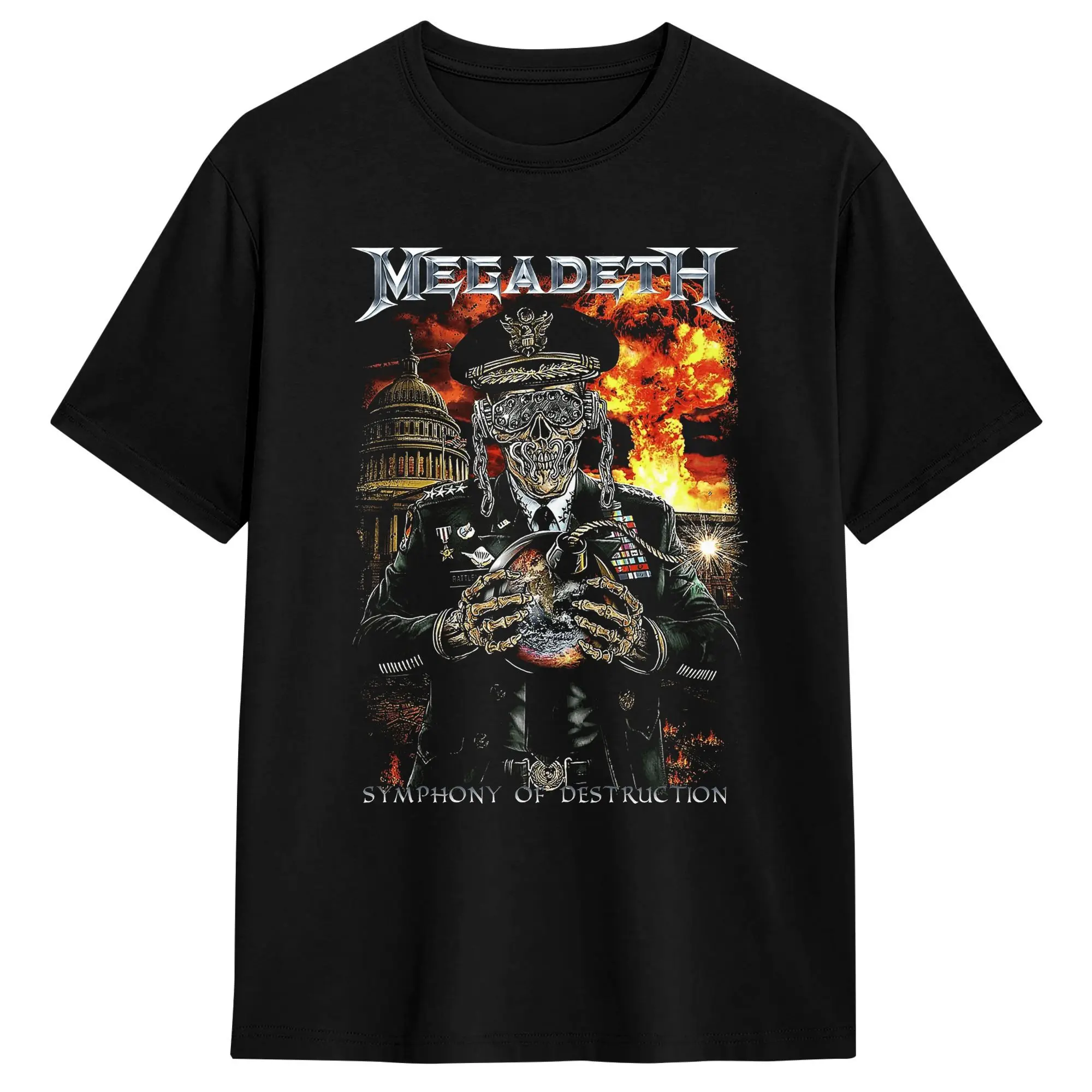 Megadeths Cotton T Shirt For Men Summer MegaRock City Poster Y2K Funny T Shirts Crew Neck Harajuku Tee Shirt Big Size Clothing