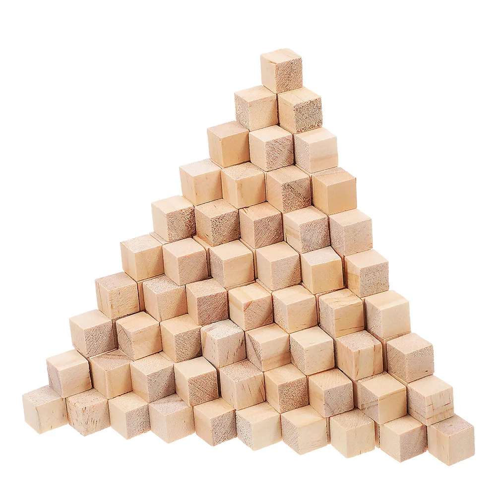 

200Pcs Raw Pine Wooden Square Blocks Unfinished Solid Craft Cubes for Creative DIY Family Projects Learning Development Home