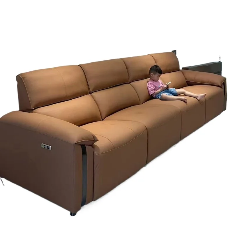 

Кожаный диван с электрической функцией, итальянский минималистичный встроенный диван первого класса из воловьей кожи для гостиной