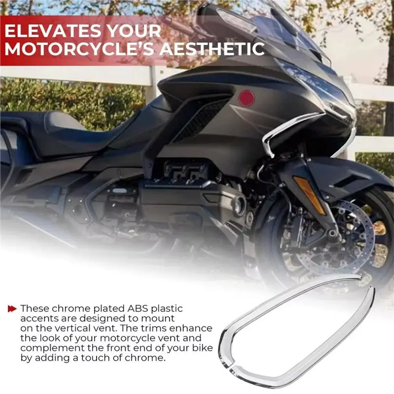 AS57-Front Vertical Vent Decorative Trim Chrome For Honda Goldwing 1800 GL1800 2018-2024 Accessories