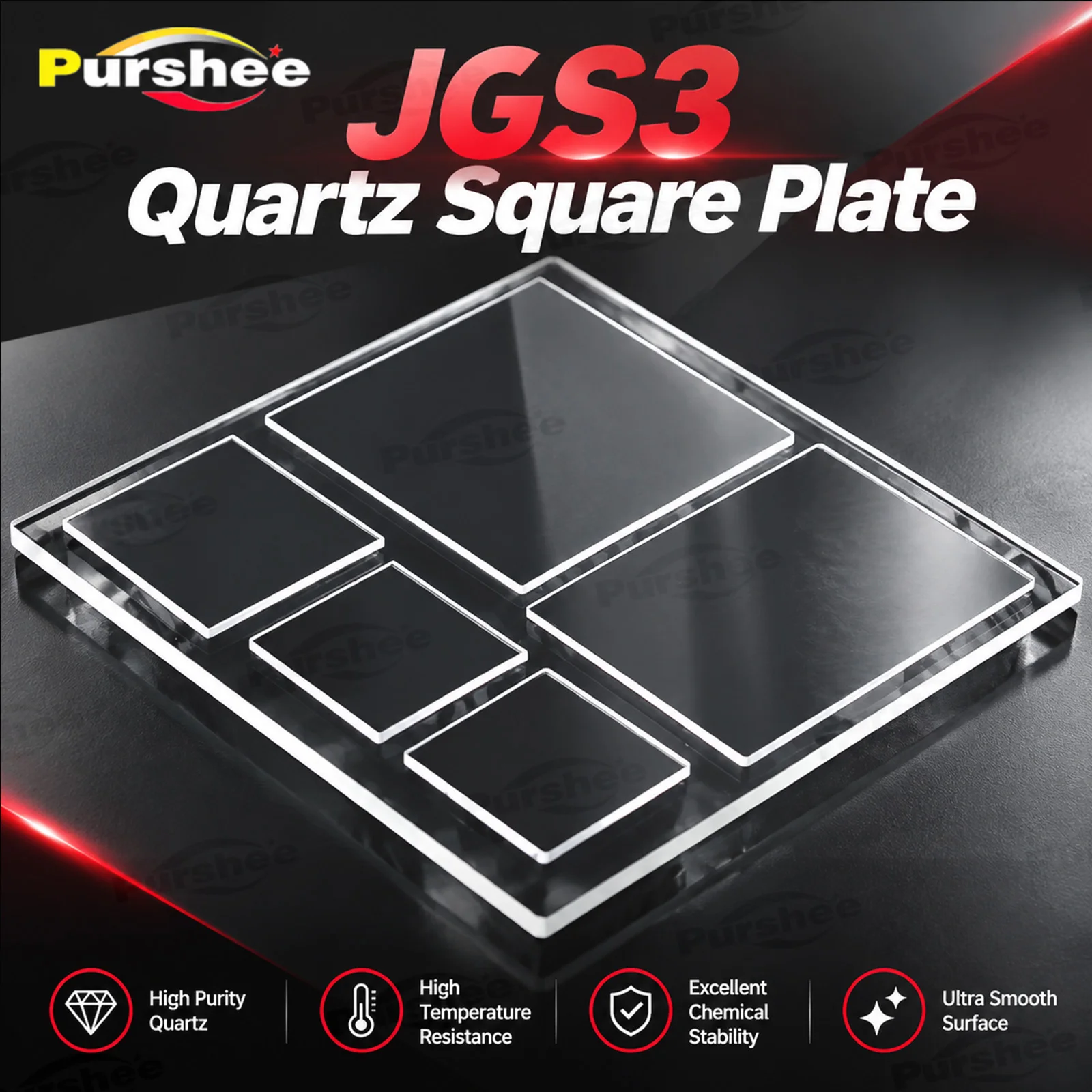 JGS3 Infrared Quartz Glass Square Sheet High IR Transmittance Optical Glass Substrate For Research Spectral Test Multiple Sizes