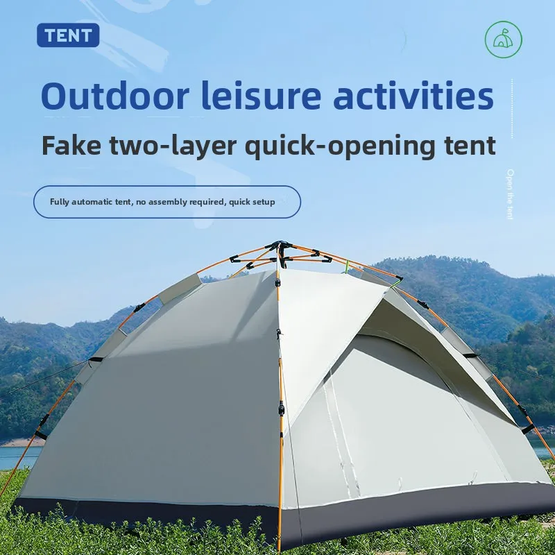 Outdoor Automatic Pop Up Tent, Instant No Assembly Camping Tent, Portable Multi-person Shelter for Wild Camping & Beach