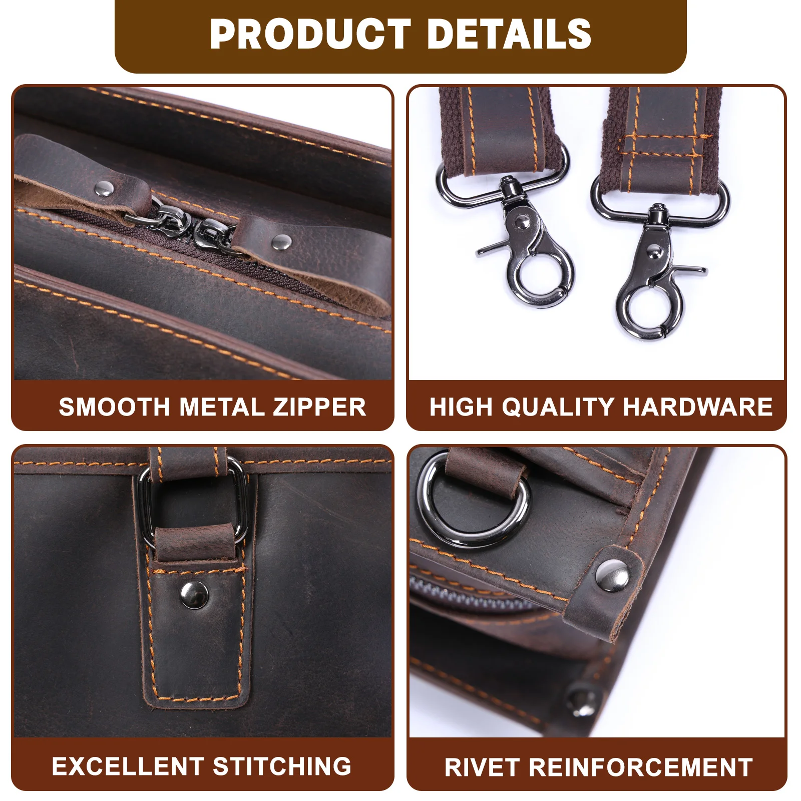 S.WORKER Vintage Echtleder Herren-Aktentasche 15“ Laptop-Handtasche Schultertaschen Retro Casual Stil – Detail 17