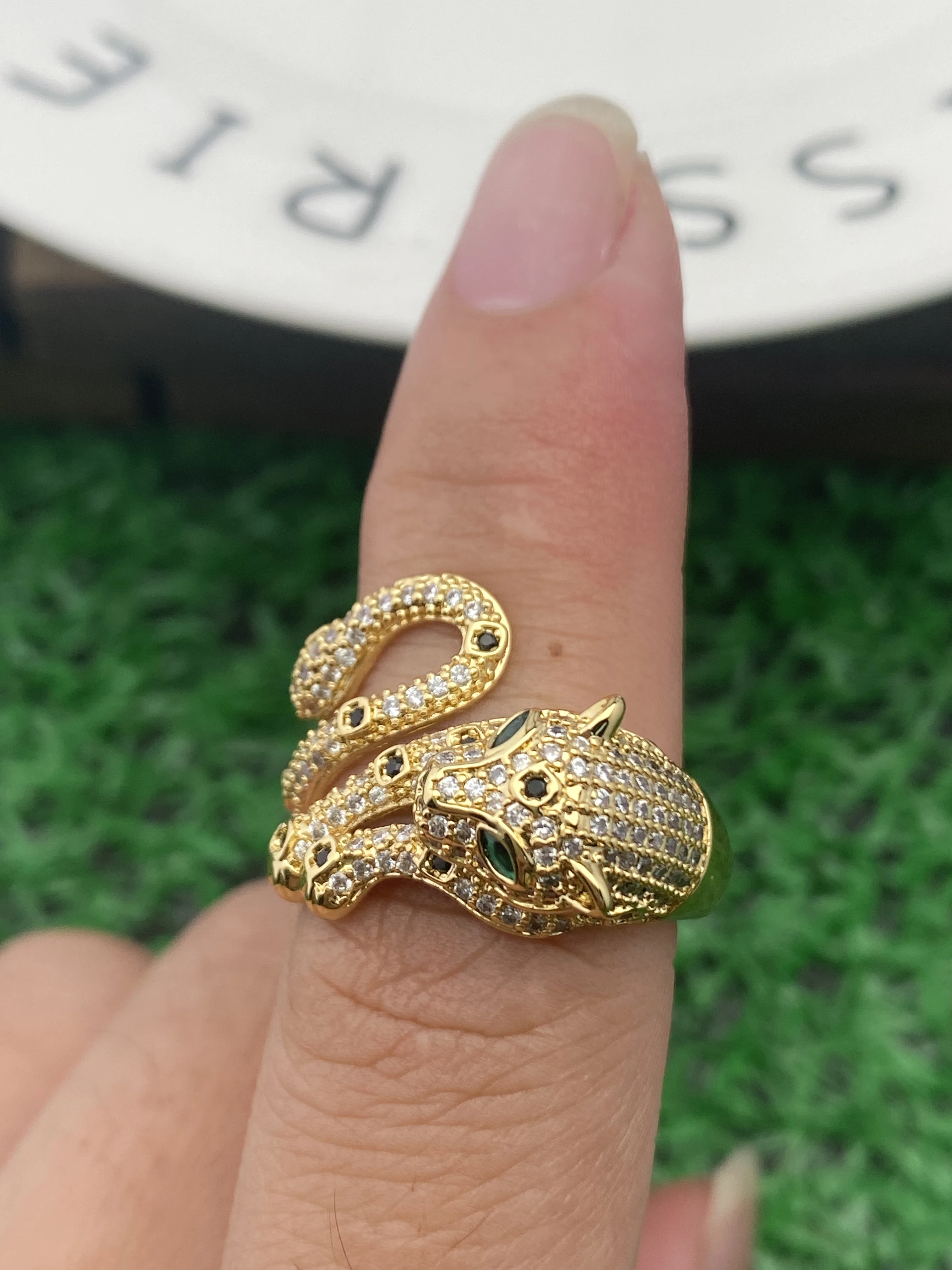 Simplicity Open Adjustable Luxury Leopard Head Totems CZ Rings