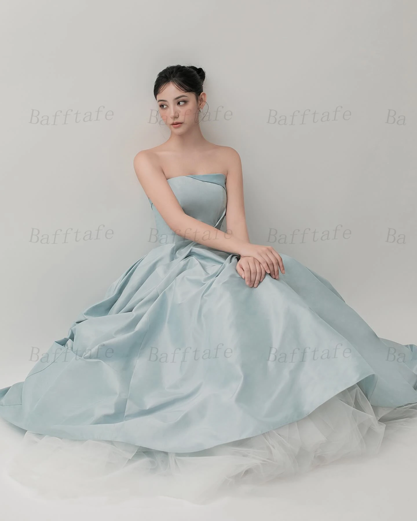 Bafftafe A Line Satin Tulle Korea Prom Dresses Wedding Photos Shoot Customized Long Formal Party Dress Special Women Gowns 2024