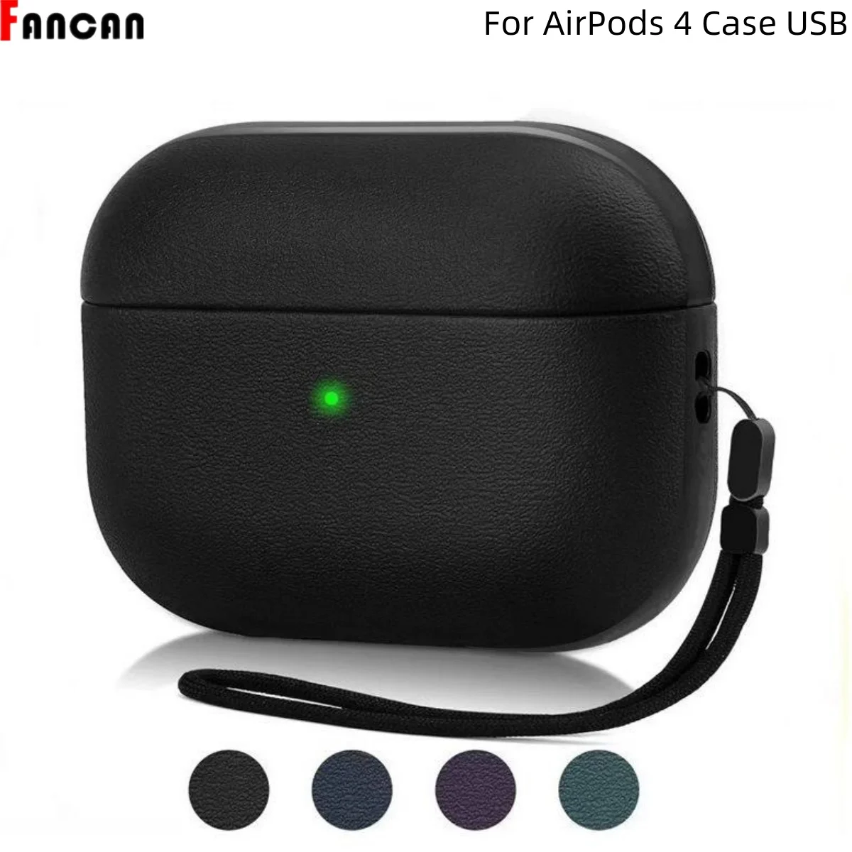 2025 New For Airpods 4 Case Soft TPU(Leather-Like Design)Drop Protector Cover with Lanyard For Apple Airpods 4th Gen Case(USB-C)