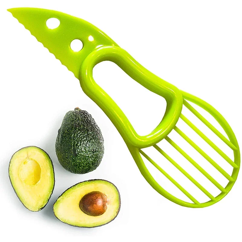 3 In 1 Avocado Slicer Shea Corer Butter Fruit Peeler Cutter Pulp Separator Plastic Knife Kitchen Vegetable Tools Kitchen Gadgets