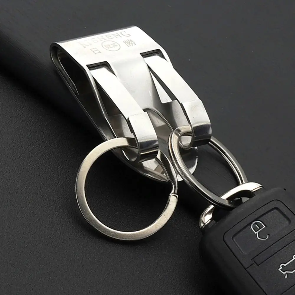 Quick Release Belt Keychain Detachable Heavy Duty Stainless Steel Keyring Security Clip Double Ring Belt Key Holder