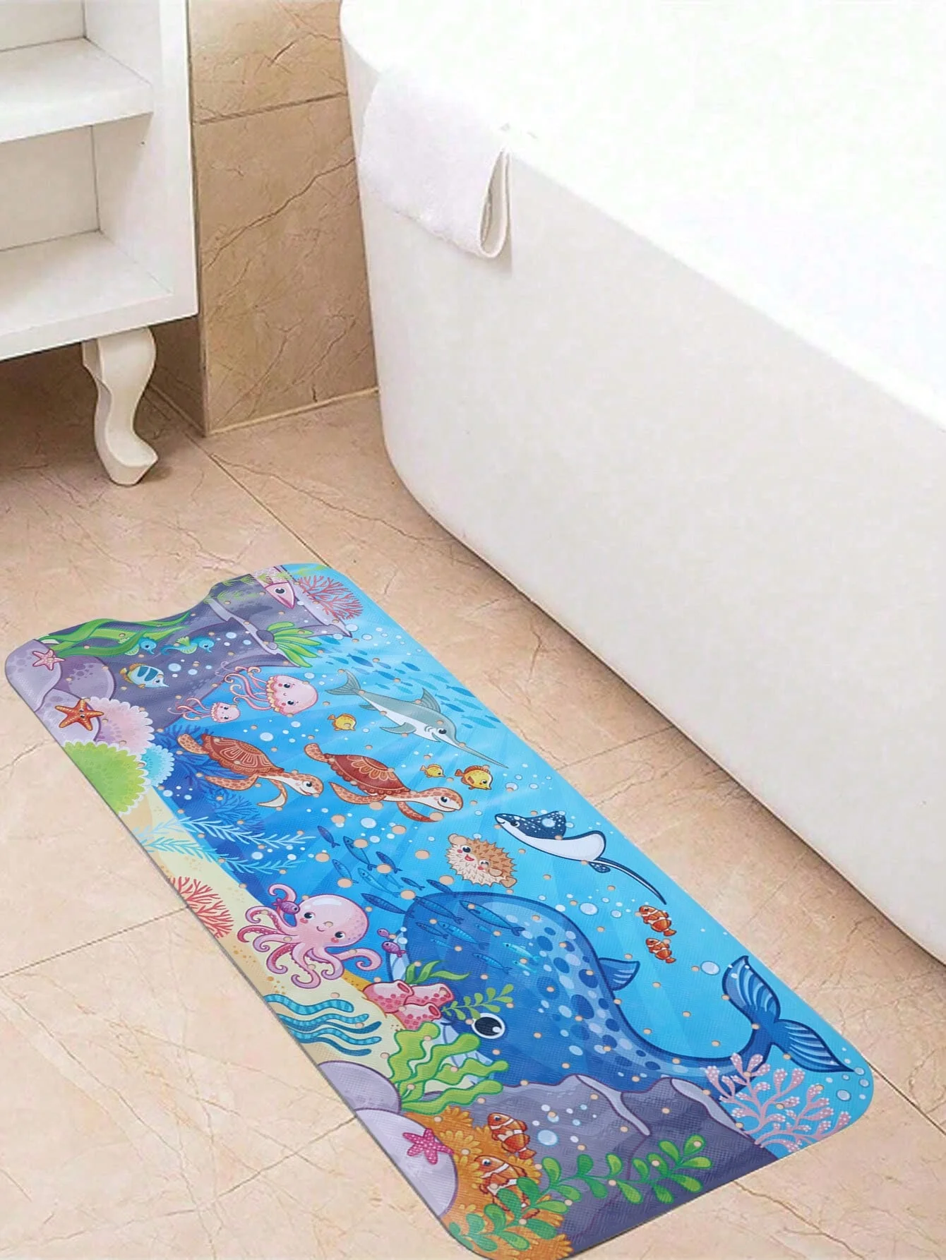 Marine Animal Bathtub Anti Slip Pad Printed with Children's Extended PVC Bathroom Anti Slip Pad Cartoon Marine Animal Pad
