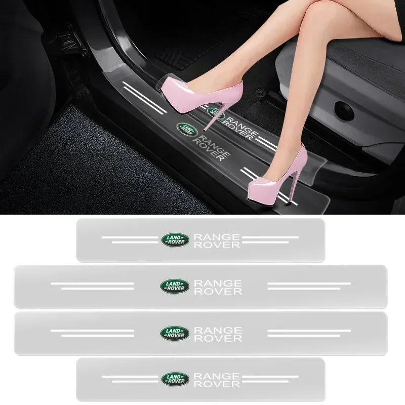 4pcs Car Threshold Sticker Scratch Resistant Transparent Film Protector For Land Rover Aurora EVQ Range Rover Evoque LR2 3 SVR