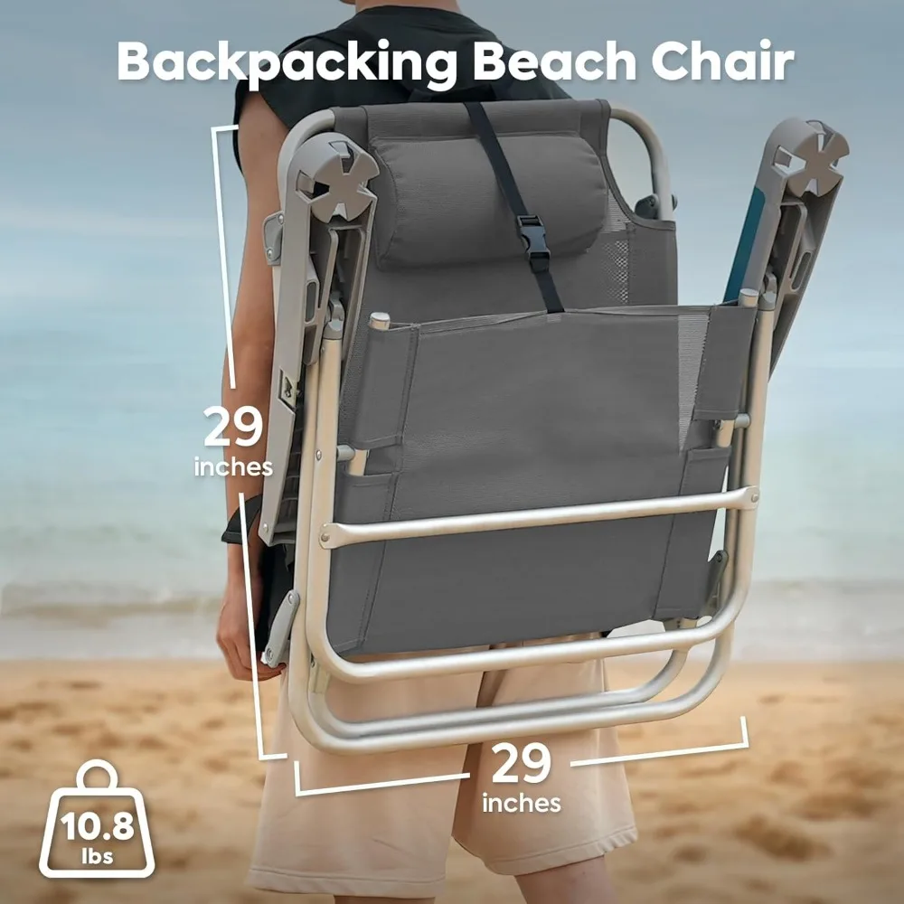 Backpacking Beach Chairs for Adults,Heavy Duty Folding Beach Chairs,Outdoor Chair with Cup Holder,350lb Capacity foldable chair