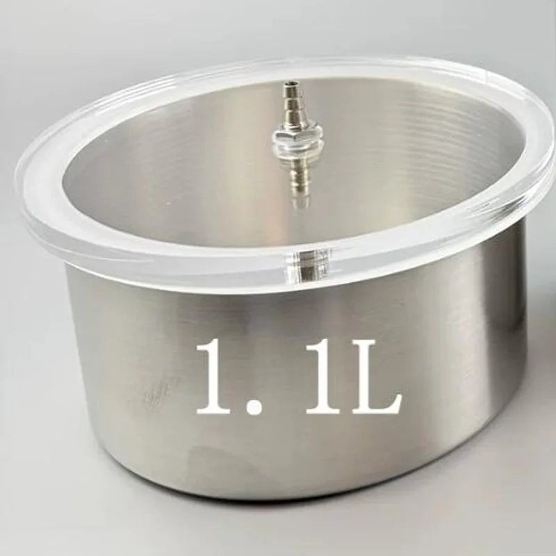 1.1L Vacuum Degassing Chamber 304 Stainless Steel Pot Transparent Acrylic Lid Sealed Container For Resin Epoxy Defoaming