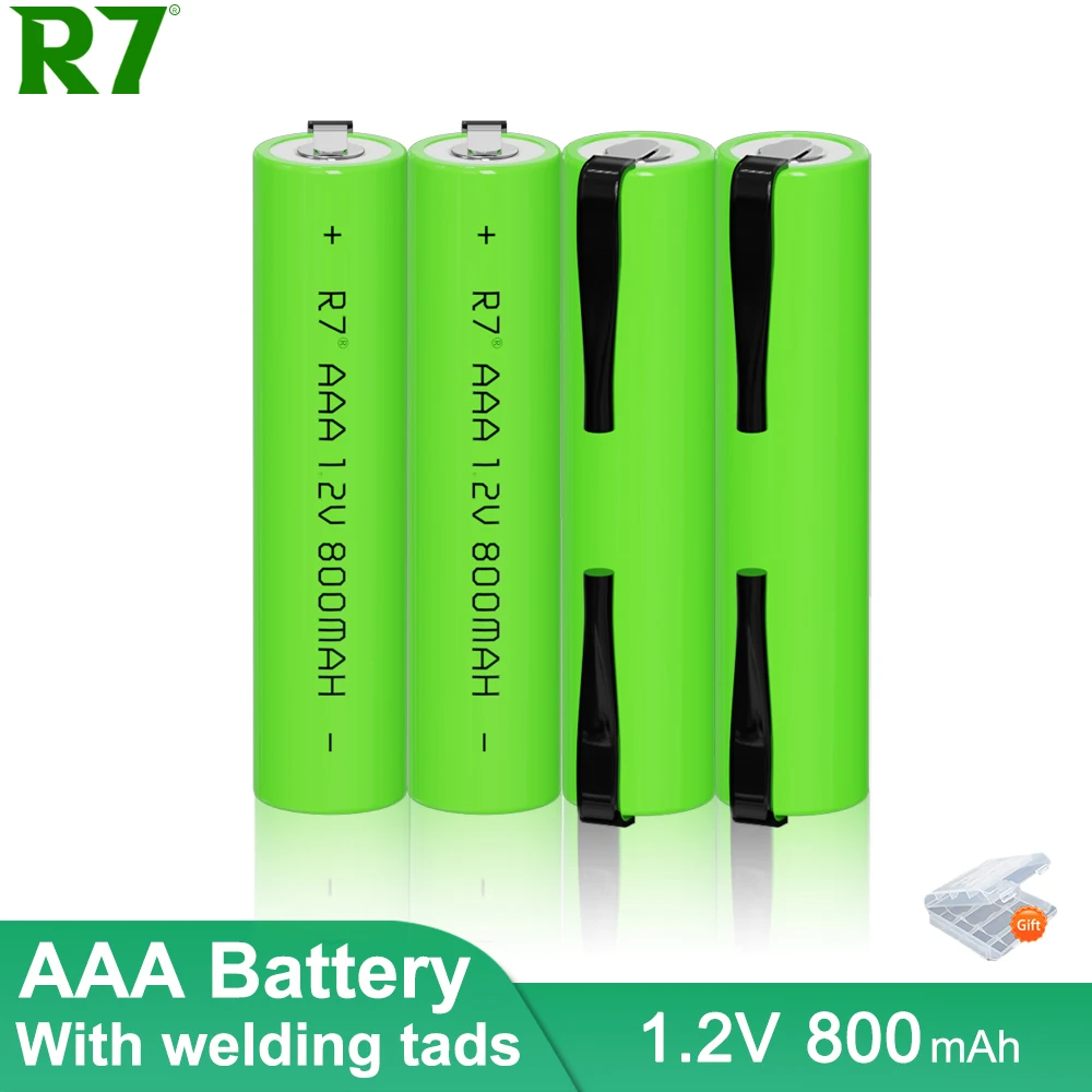 

R7 4pcs 1.2V AAA Ni-MH Rechargeable Battery 800mAh aaa with Welding Tabs for Philips Electric Shaver Toothbrush Razor