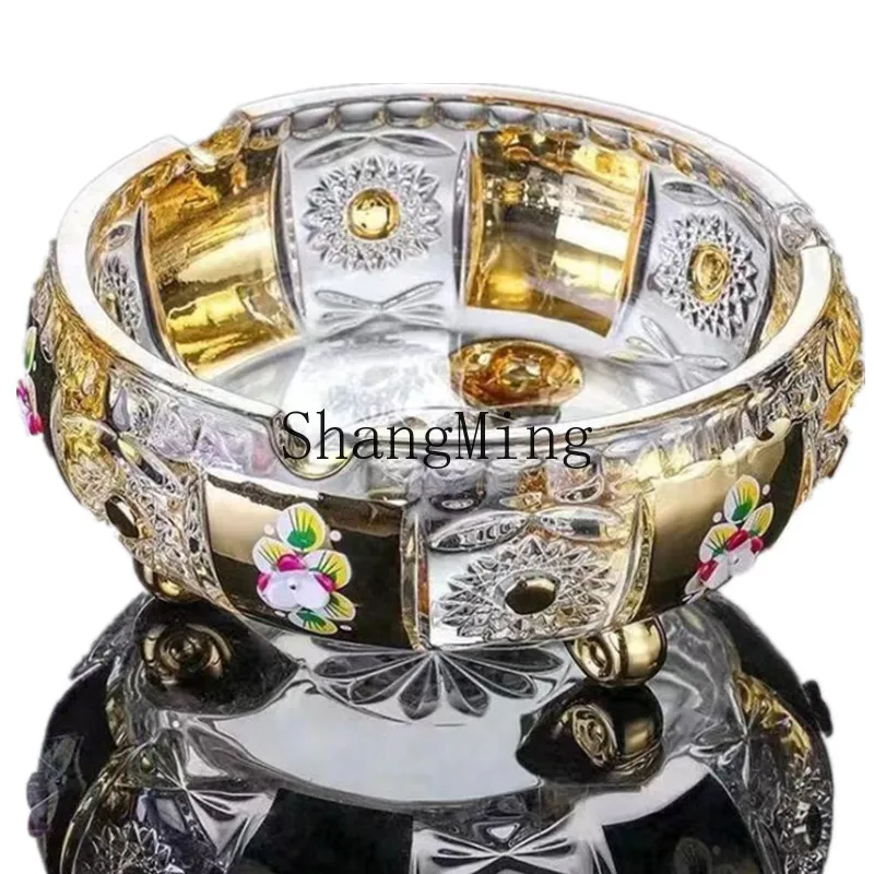 

DSA enamel flower crystal glass ashtray men's gift office ashtray home light luxury home