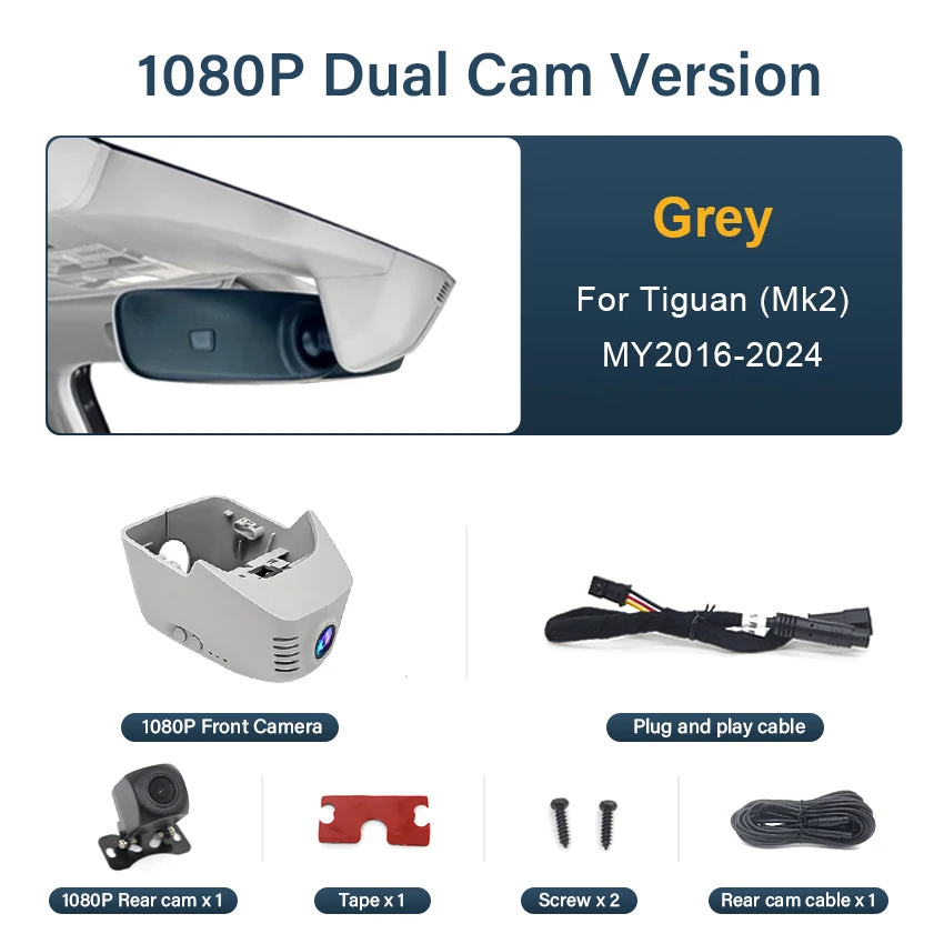 Voor Volkswagen VW Tiguan (Mk2) 2016 2017 2018 2019 2020 2021 2022 2023 2024 Verborgen 4K UHD 2160P Wifi Auto Dvr Dash Cam Camera