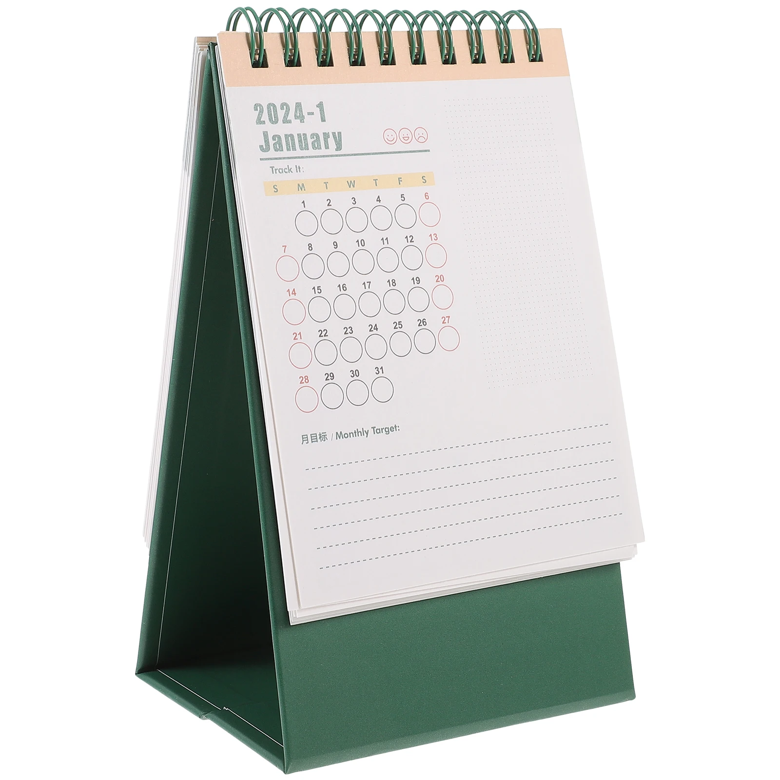 

Desk Calendar 2024 19x16.5x8cm Daily Use Standing Home Office Decor Mini Table Month Schedule Gift
