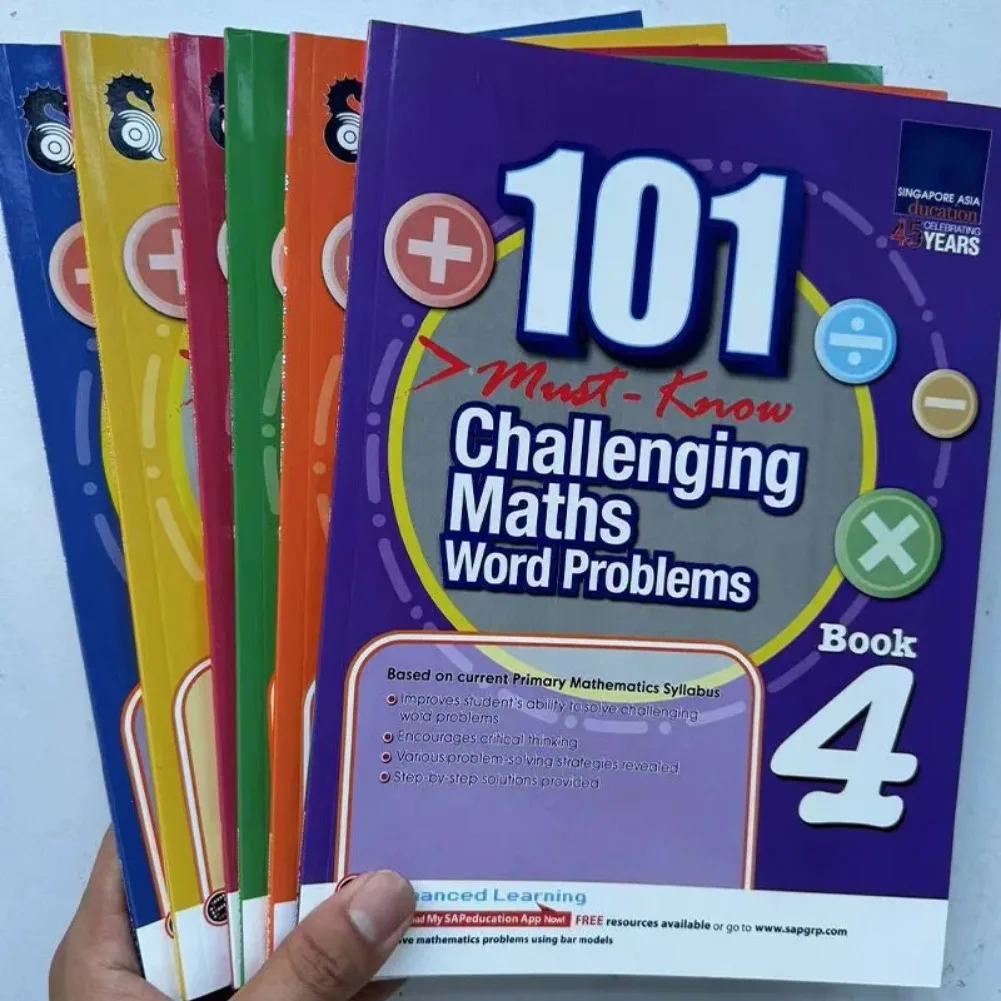 

6 книг/набор SAP 101, сложные задачи по математике, задачи по математике, сингапурская начальная школа, 1-6 классов, учебная практика по математике, учебник