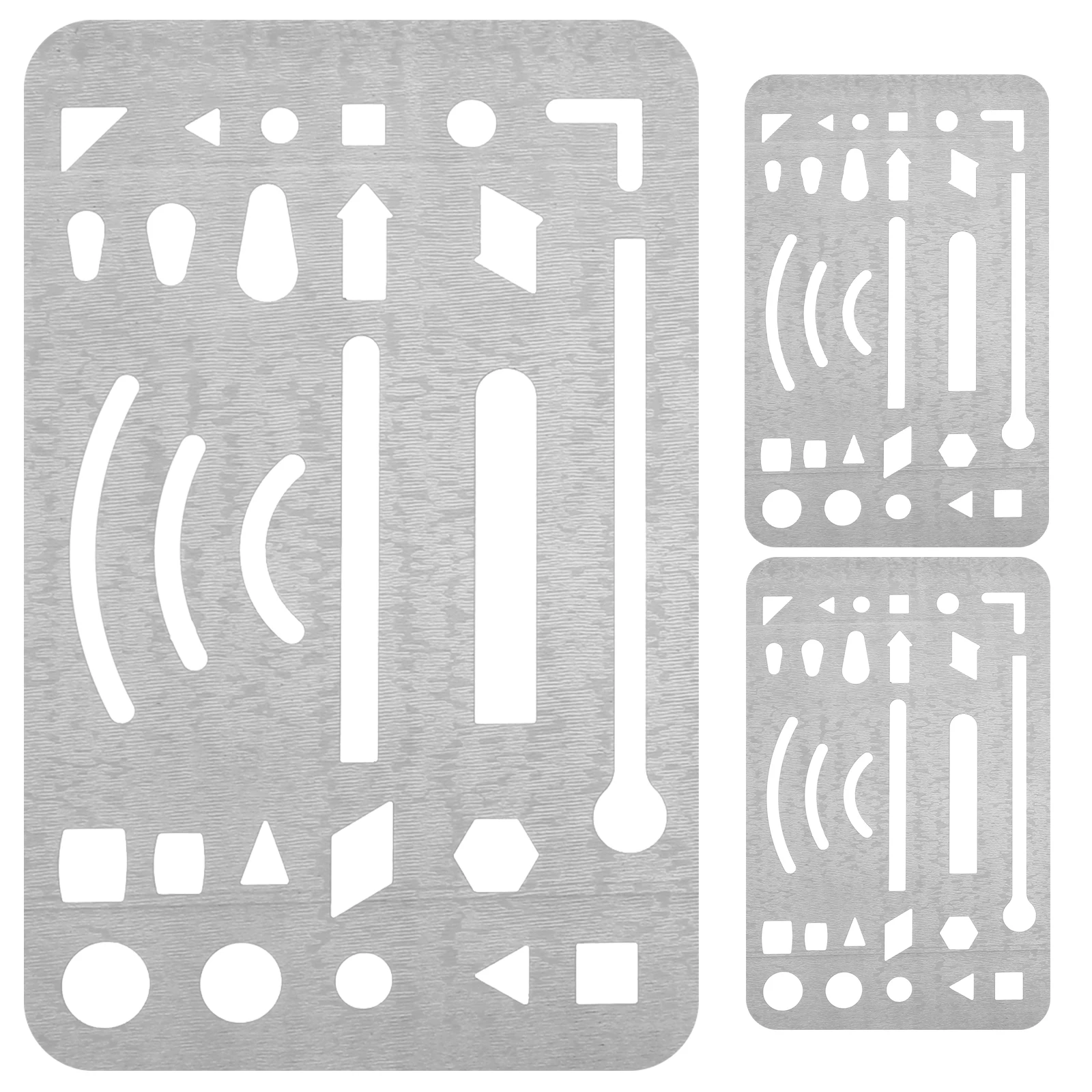 3 Pcs Erasing Shield Drawing Drafting Steel Template Stainless Metal Tool Craft Stencils Eraser Templates Circle Tools Geometric